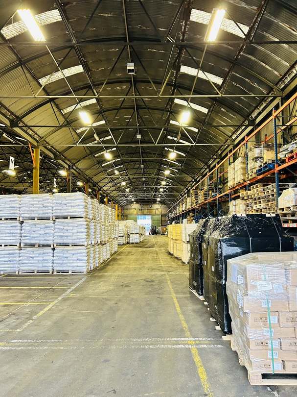 Warehouse aisle with palletised goods